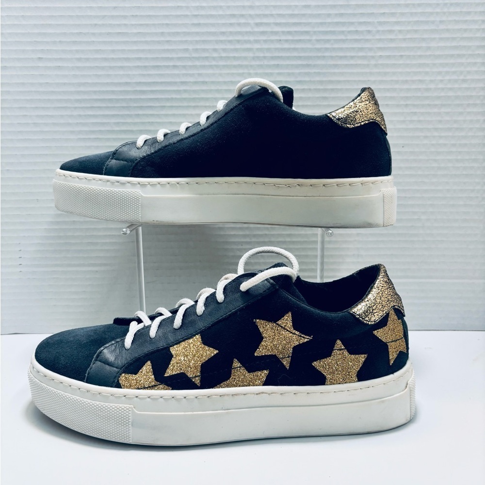 Black and Gold Star Women's Sneakers